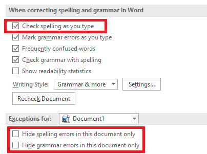 كيفية تدقيق إملائي وتدقيق نحوي في Microsoft Word ms word check type