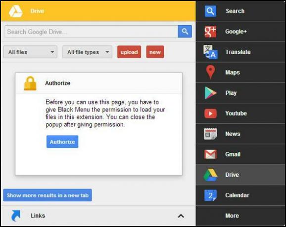 القائمة السوداء: الوصول إلى جميع خدمات Google من خلال قائمة واحدة [Chrome] تفويض Gdrive