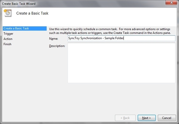 SyncToy: برنامج النسخ الاحتياطي والمزامنة البسيط من Microsoft [Windows] جدولة المهام إنشاء اسم المهمة الأساسية