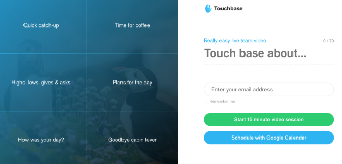 تجبر Touchbase أعضاء الفريق على الحفاظ على اجتماعات مكالمات الفيديو حول الموضوع ويفرض حدًا قدره 15 دقيقة