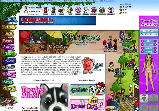 مواقع الحيوانات الأليفة الافتراضية مثل neopets