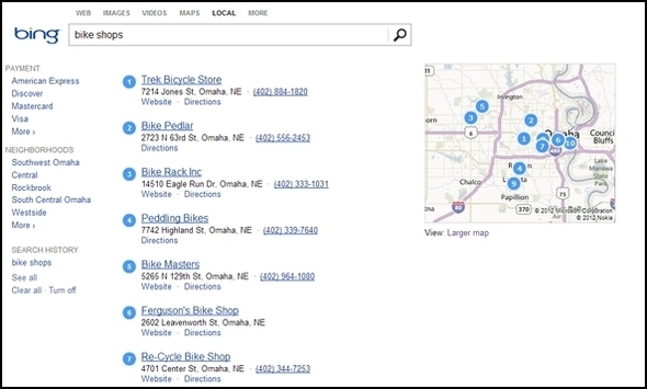 أكبر من Google: أفضل أجزاء Bing Bing Local1