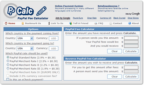 PPCalc - حاسبة رسوم PayPal على الإنترنت