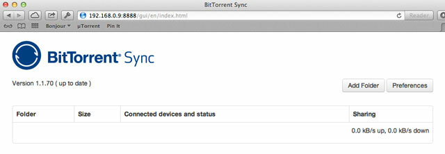 btsync- شاشة أولية