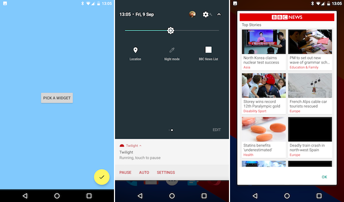 تطبيق Android Nougat Quidgets