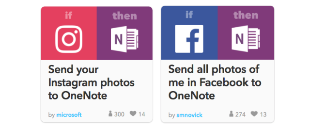 التكامل الاجتماعي OneNote مع مثال على ميزة IFTTT