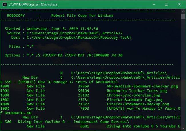 Robocopy ويندوز مثال