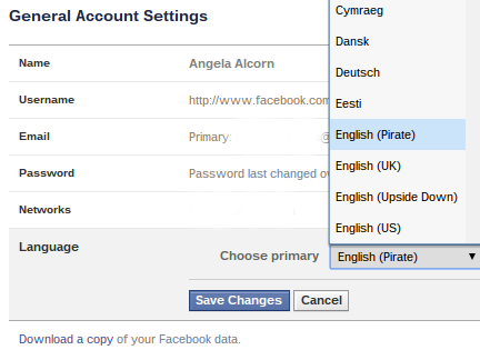 الفيسبوك-تغيير اللغة