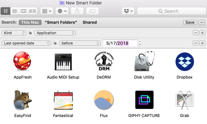 تطبيقات Mac Smart Folder غير المفتوحة
