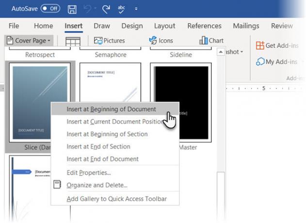 أدخل صفحة الغلاف في Microsoft Word