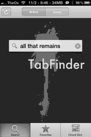 استخدم TabFinder للبحث عن الأغاني للتشغيل على الغيتار [iOS ، مجانًا لفترة محدودة] 2012 11 02 08