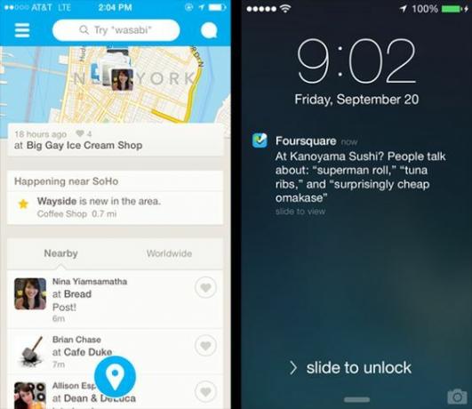 Foursquare-تحديث-يجلب-الوقت الحقيقي-توصيات-قريب-الأصدقاء