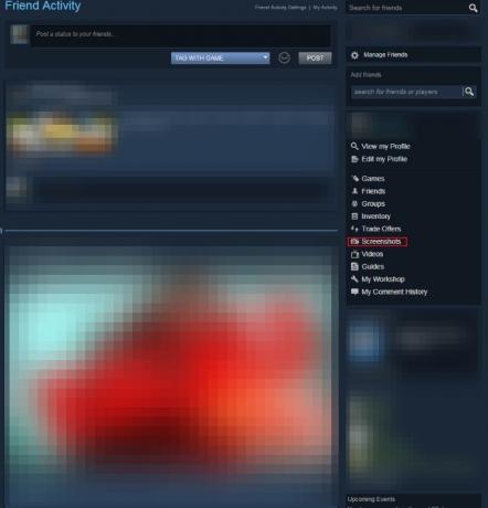 شاشة قائمة حساب Steam