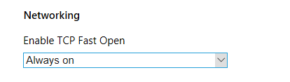إعدادات Microsoft edge - TCP مفتوح بسرعة