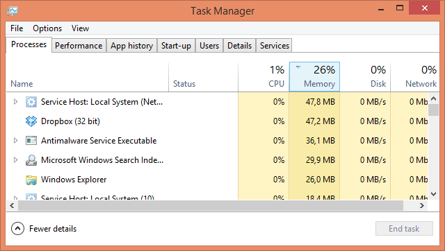 عمليات إدارة مهام Windows 8