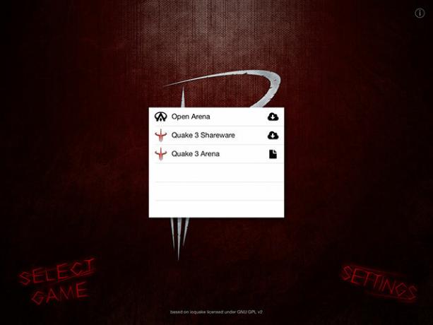 العب ساحة Quake III على iPhone أو iPad مع قائمة beben beben