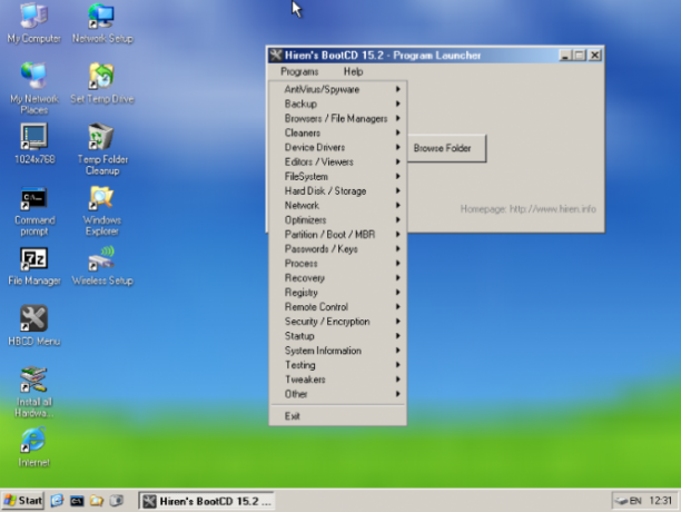 Hiren's Boot CD: القرص المضغوط الخاص بالتشغيل متعدد الإمكانات لكل حاجة HBCD Mini Windows XP 666x500