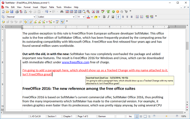 freeoffice - ميزات - textmaker