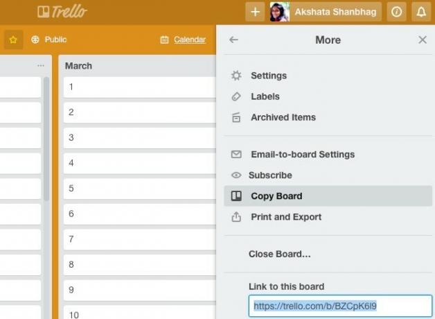 لوحة نسخ Trello