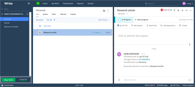 Wrike Online أداة إدارة المشاريع