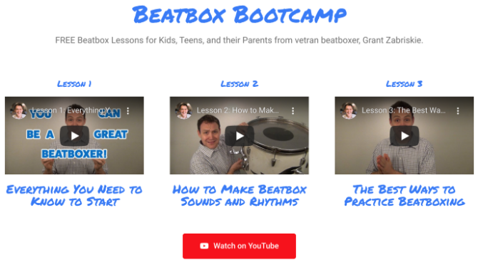 يعلمك Beatbox Bootcamp كيفية الفوز على boxbox مجانًا في ثلاثة دروس فيديو على YouTube