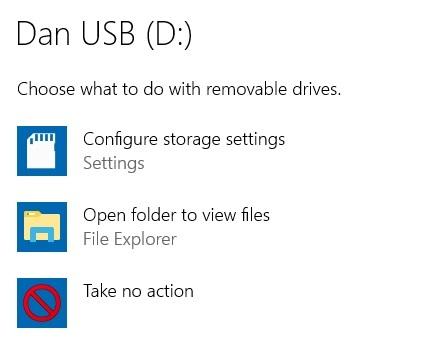 الخيارات الافتراضية usb windows 10