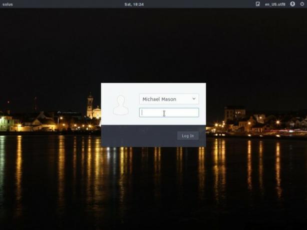 تسجيل الدخول إلى SolusOS