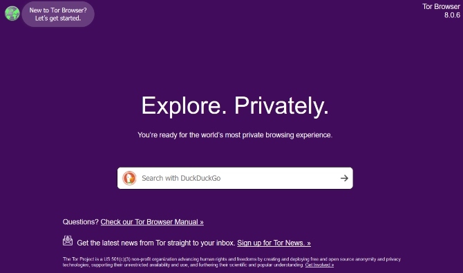 متصفح Tor الخاص DuckDuckGo محرك البحث