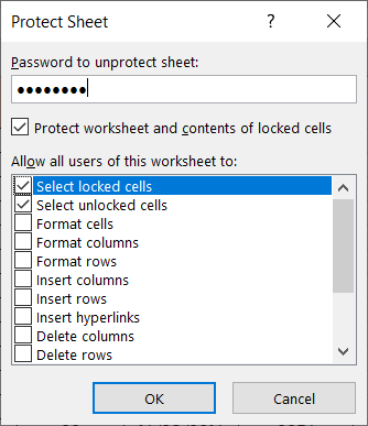 حماية ورقة مع كلمة المرور في Excel