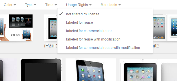 البحث عن صور قانونية على Google باستخدام فلتر جديد ipad cc