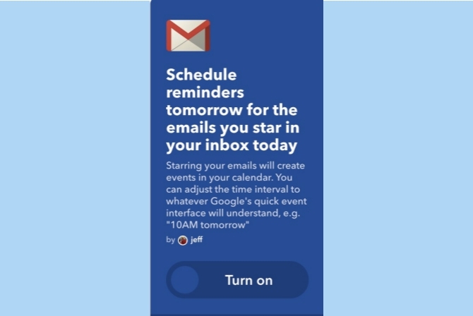 ifttt gmail رسائل البريد الإلكتروني بنجمة تذكير التقويم