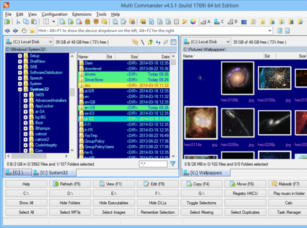 هذه لقطة شاشة لأحد أفضل برامج Windows لإدارة الملفات. يطلق عليه MultiCommander