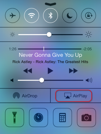 مركز التحكم في AirPlay