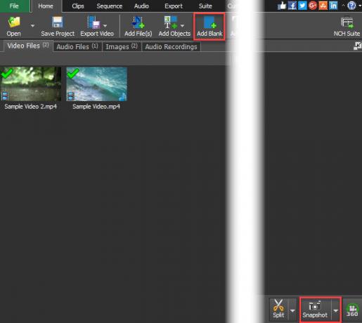 VideoPad إضافة لقطة