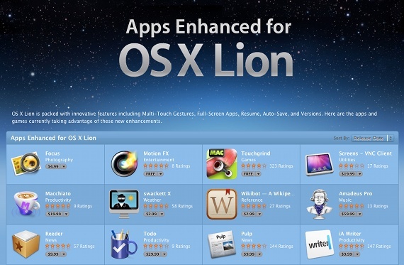 "التطبيقات المحسّنة لنظام التشغيل OS X Lion" تتلقى معاملة خاصة في متجر التطبيقات [News] lionapp