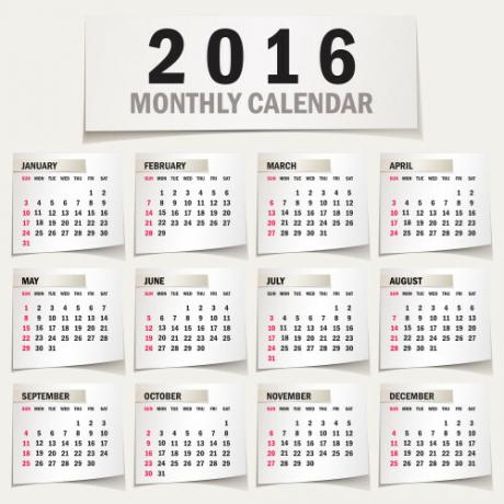 2016 التقويم