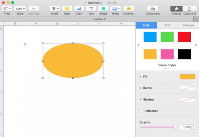 تنسيق الأشكال في Pages على Mac