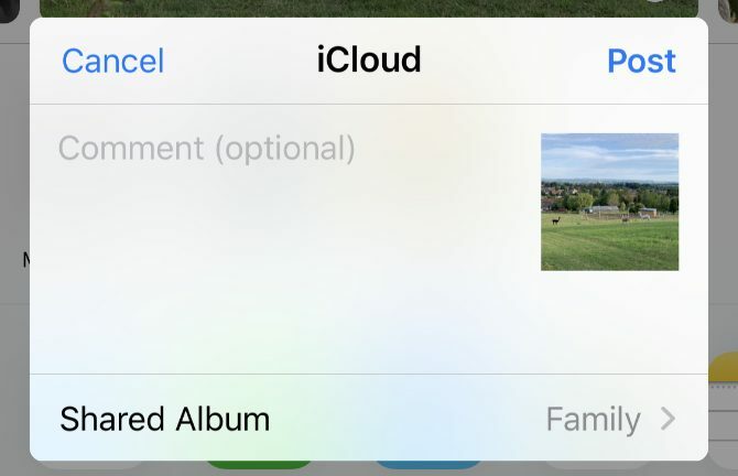 نافذة إنشاء ألبوم مشترك على iCloud