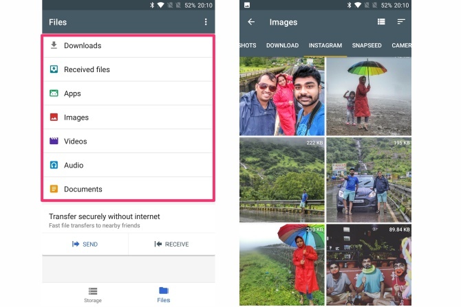 ميزات google files go app