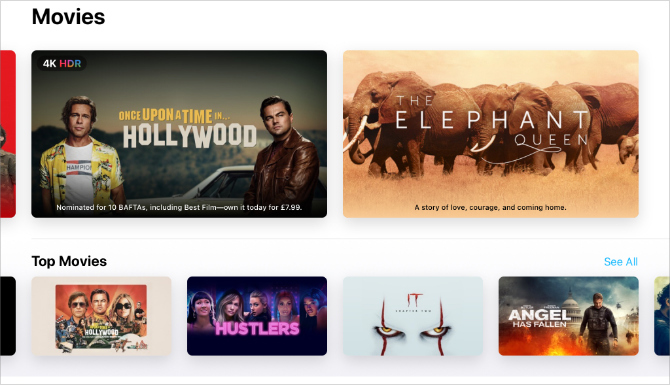 تطبيق Apple TV يعرض أحدث الأفلام