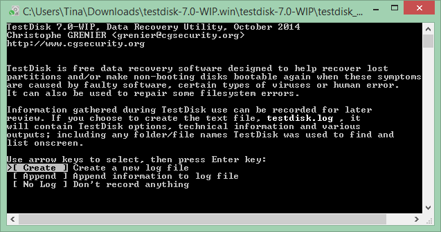 هذه لقطة شاشة لأحد أفضل برامج Windows التي تسمى TestDisk