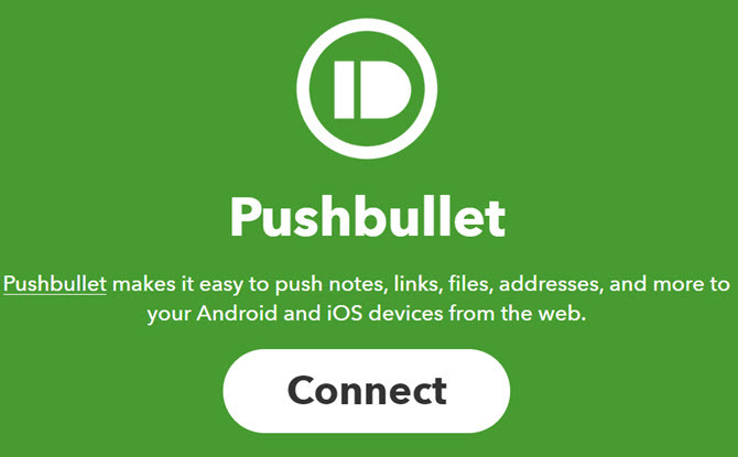 اتصال Pushbullet مع IFTTT