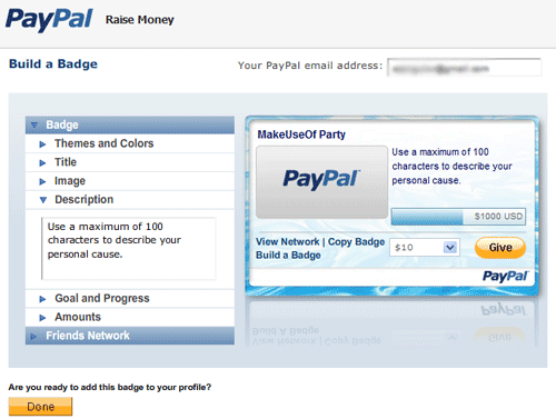 Paypal- تطبيق Facebook