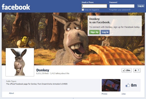 10 شخصيات خيالية تحظى بشعبية كبيرة على Facebook facebook حمار