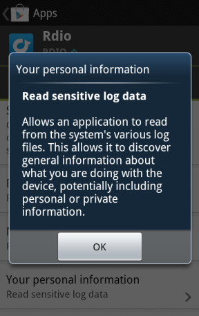 أذونات تطبيق android