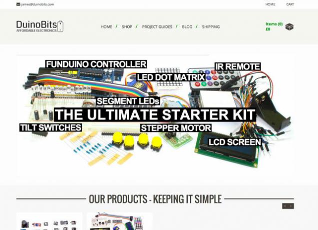 موقع WooCommerce الخاص بي - DuinoBits.com ، مع مجموعات بداية وأجهزة استشعار Arduino. 