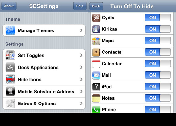 SBSettings إخفاء