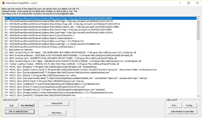 احصل على العبقري غريب الأطوار واصلاح جهاز الكمبيوتر الخاص بك مع HijackThis Hijack This Screenshot 3