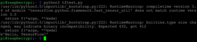 TensorFlow و Python3.5 - خطأ يمكن تجاهله