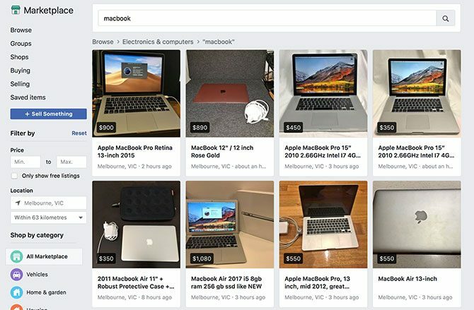 Facebook Marketplace تستخدم أجهزة الكمبيوتر المحمولة